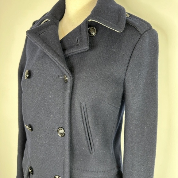 Madewell Double Breasted Wool Blend Peacoat Navy Women's XS Pockets Epithets - Picture 7 of 15